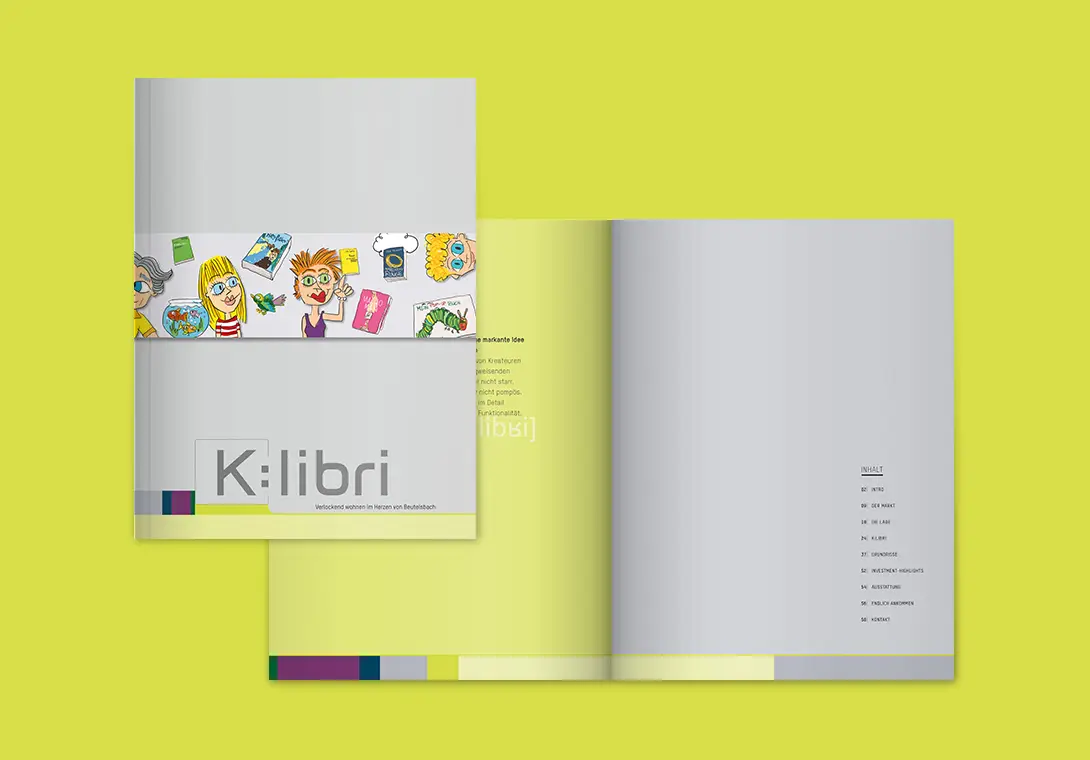 Gestaltung und Produktion des Verkaufsexposés für das Projekt K:libri